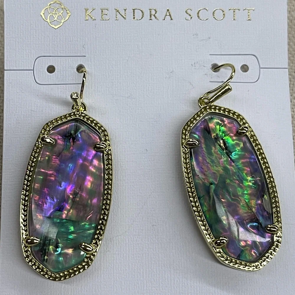NWT Kendra Scott Elle Abalone Shell Earrings - Picture 7 of 9